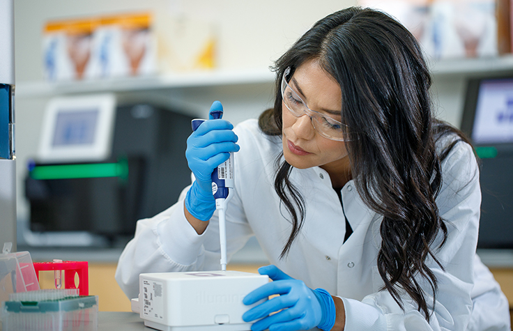 Female scientist conducting lab work 