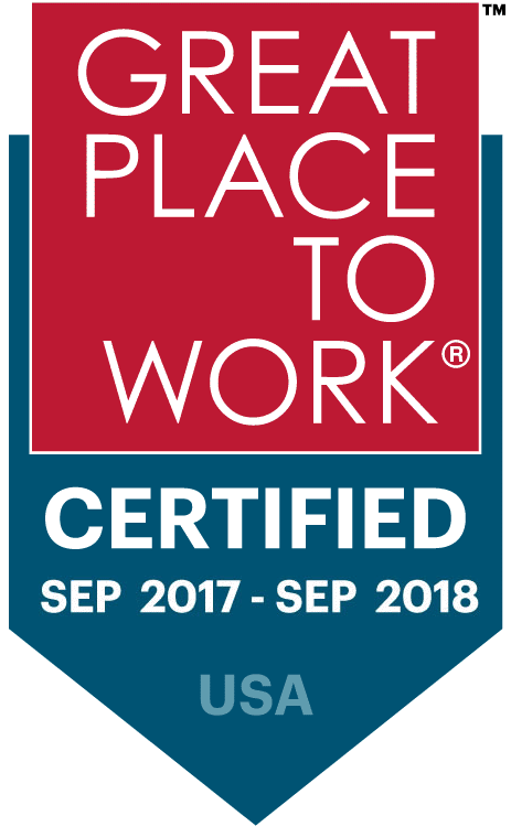 Great Place to Work®认证2017年9月 - 2018年9月，美国