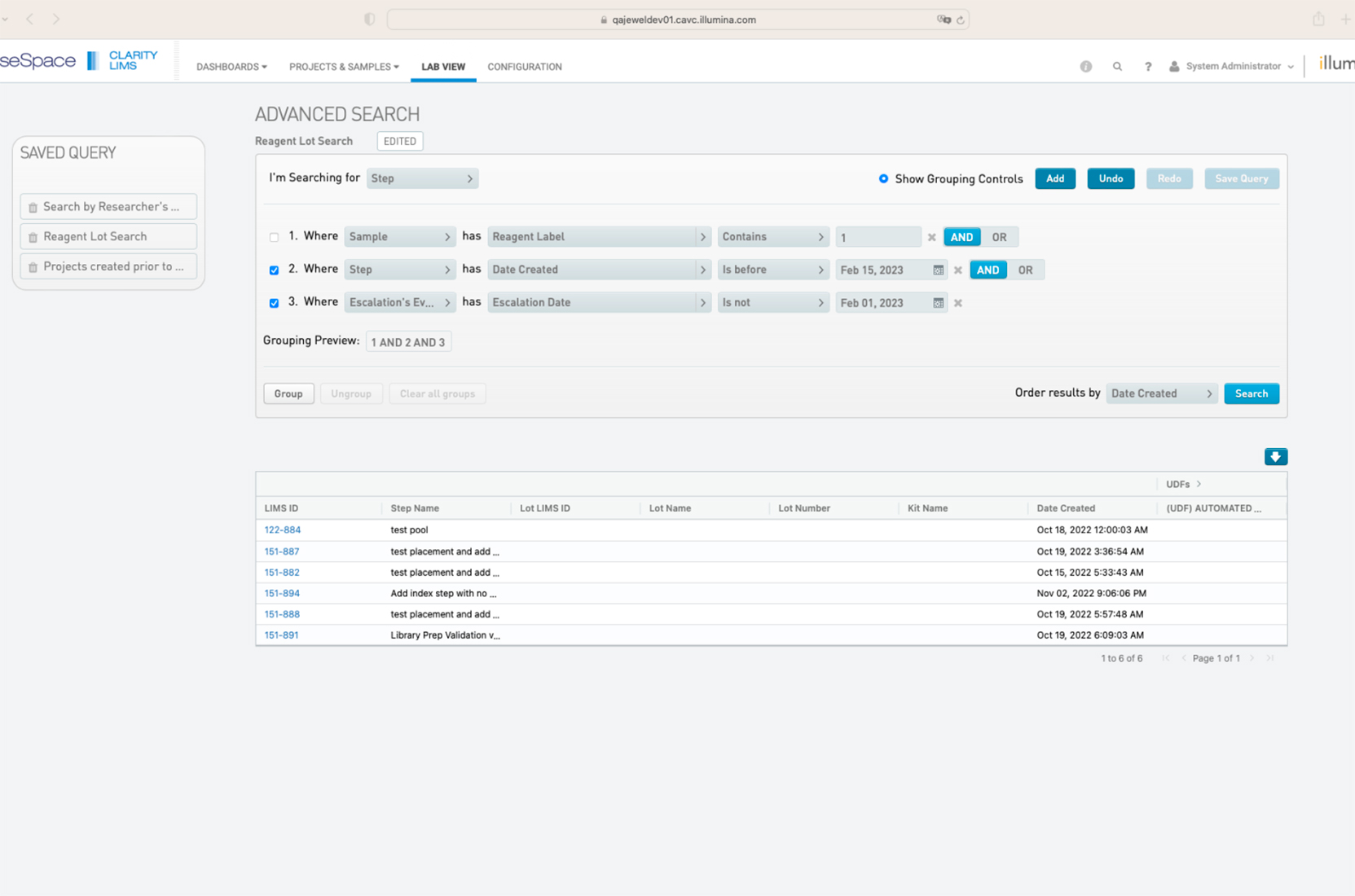Clarity LIMS Advanced Search
