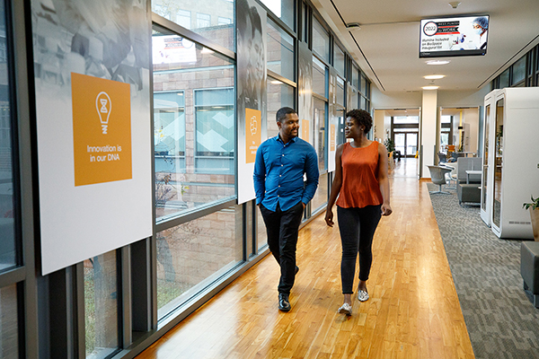 employees in conversation